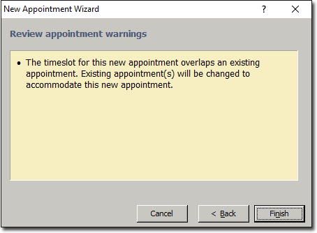 Warning message that appointments overlap