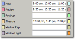Example appointment times defined for different appointment types