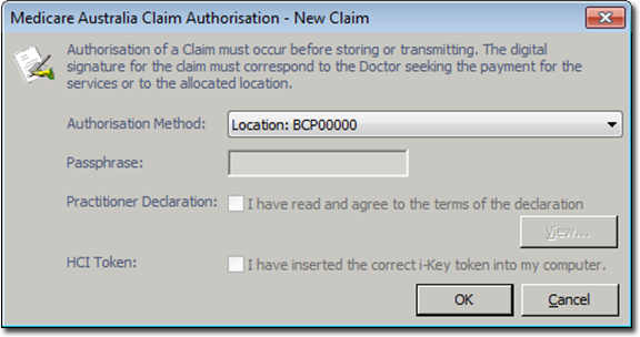 Claim Authorisation window