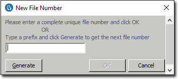 New file number panel